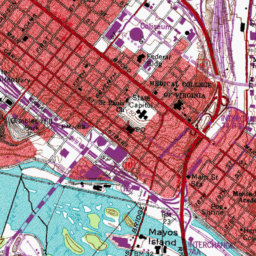 Topographic Map of Confederate Reading Room (historical), VA