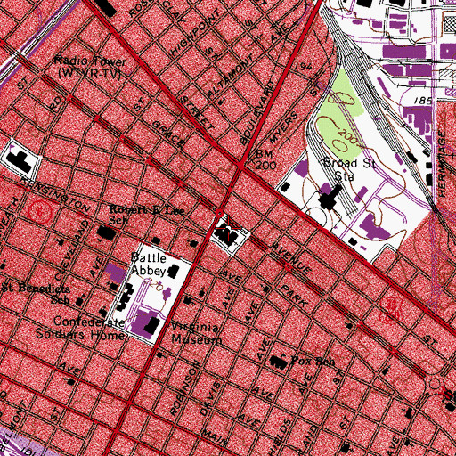 Topographic Map of First Baptist Church, VA