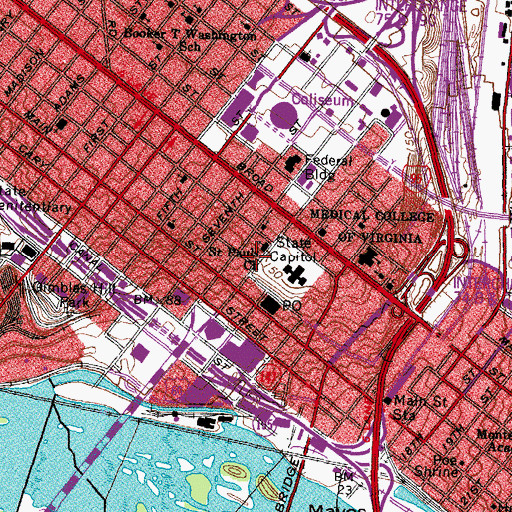 Topographic Map of Mechanics Hall (historical), VA