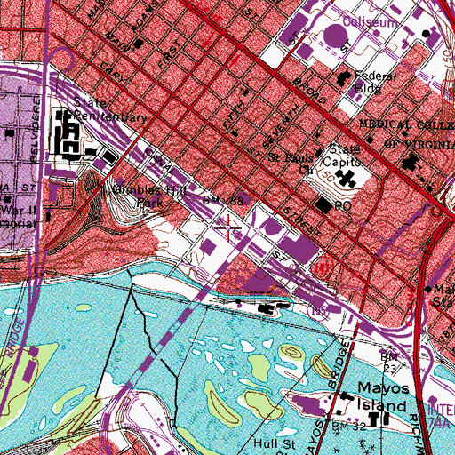 Topographic Map of Richmond and Petersburg Railroad Depot (historical), VA