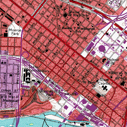 Topographic Map of Robertson Hospital (historical), VA