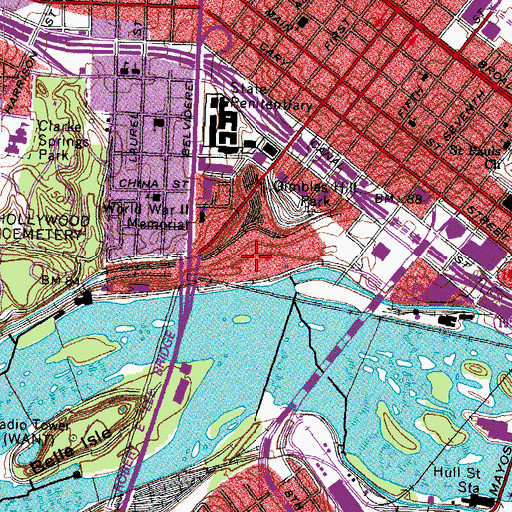 Topographic Map of Tredegar Iron Works (historical), VA