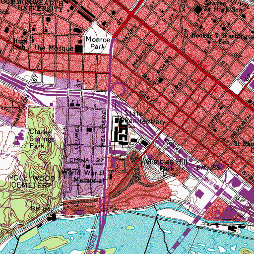 Topographic Map of Virginia State Penitentiary, VA