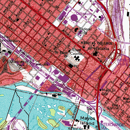 Topographic Map of Young Mens Christian Association Hospital (historical), VA