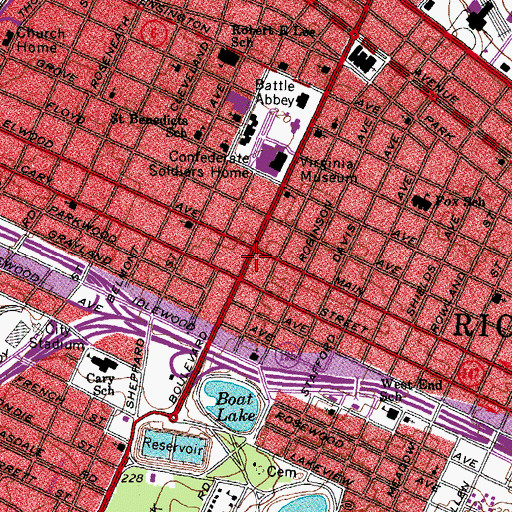 Topographic Map of Boulevard Historic District, VA