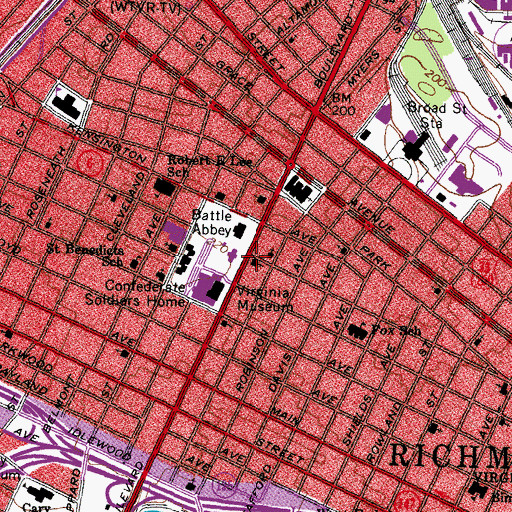 Topographic Map of Boulevard United Methodist Church, VA