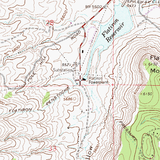 Topographic Map of Flatiron Powerplant, CO