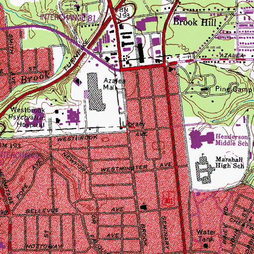 Topographic Map of Ginter Park Branch Richmond Public Library, VA