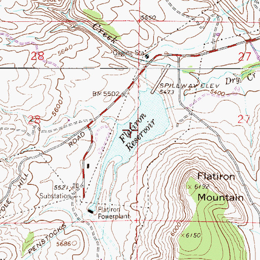 Topographic Map of Flatiron Reservoir, CO