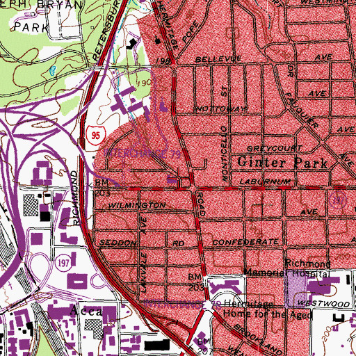 Topographic Map of Hermitage Road Church of Christ, VA