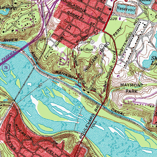 Topographic Map of James River and Kanawha Canal Historic District, VA