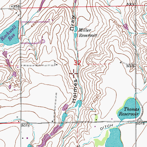 Topographic Map of Miller Reservoir, CO