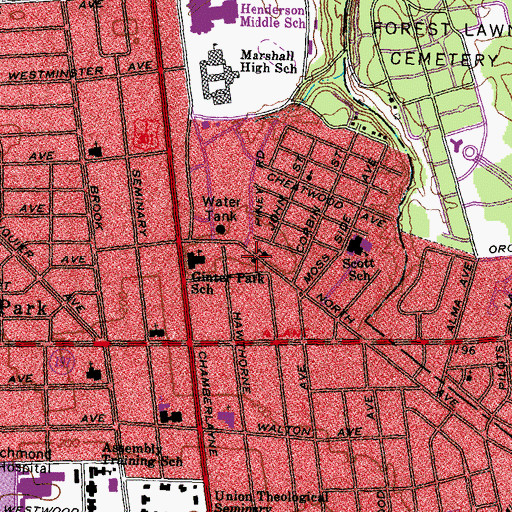 Topographic Map of Saint Johns Baptist Church, VA