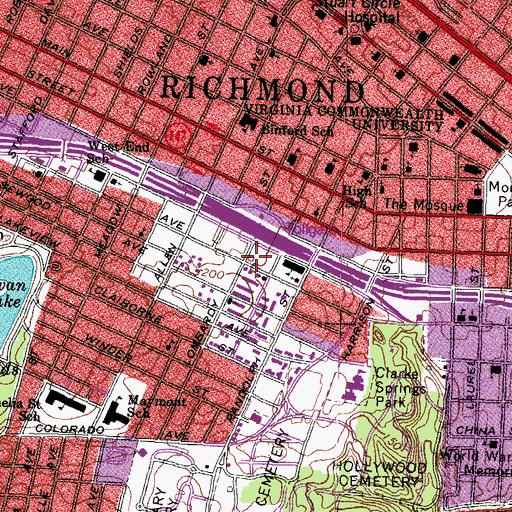 Topographic Map of Second Baptist Church, VA