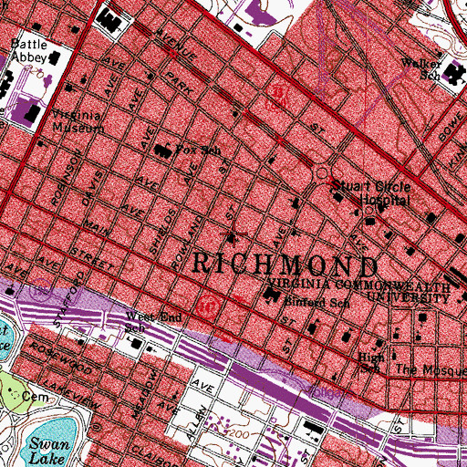 Topographic Map of Tabernacle Baptist Church, VA