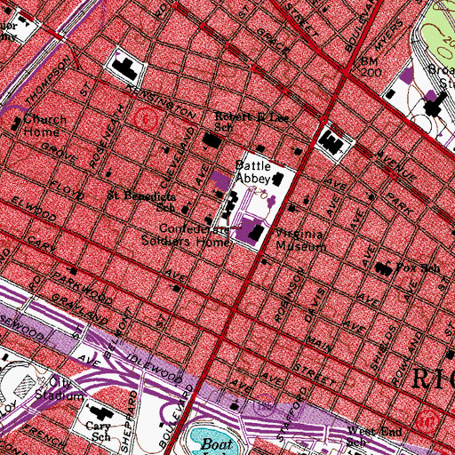 Topographic Map of Twentynine Hundred Block Grove Avenue Historic District, VA