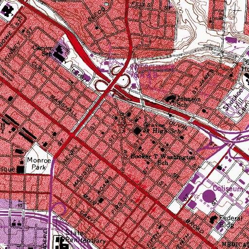 Topographic Map of Abner Clay Park, VA