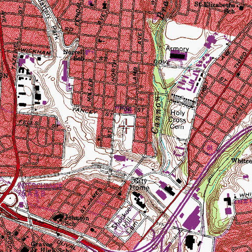 Topographic Map of Barton Heights Cemetery, VA