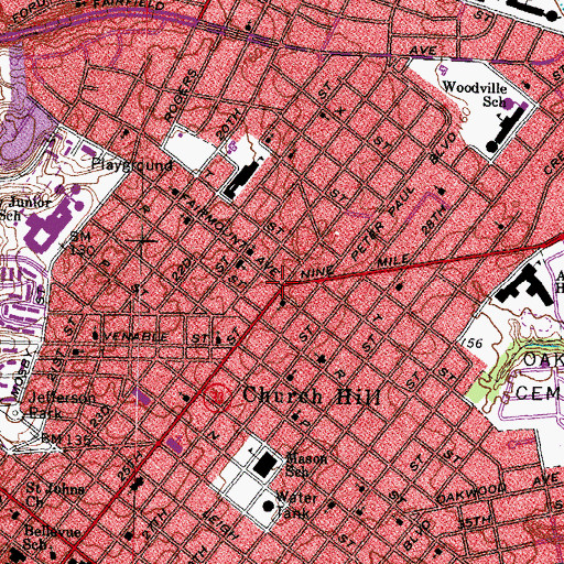 Topographic Map of East End Branch Richmond Public Library, VA