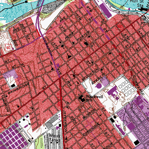 Topographic Map of First Baptist Church of South Richmond, VA