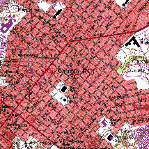 Topographic Map of Fourth Baptist Church, VA