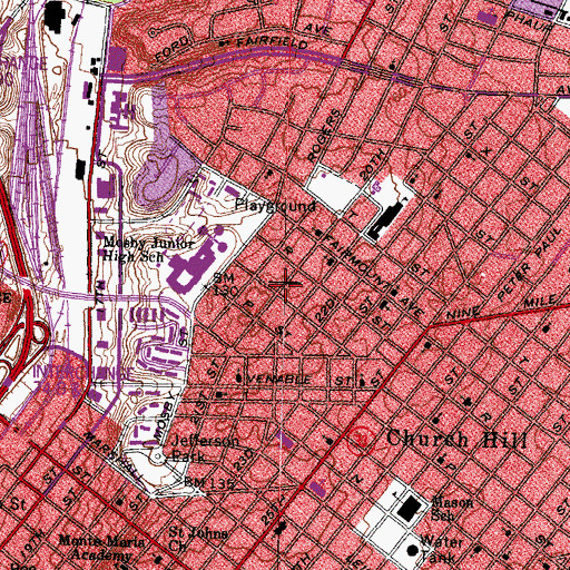 Topographic Map of Greater Mount Moriah Baptist Church, VA