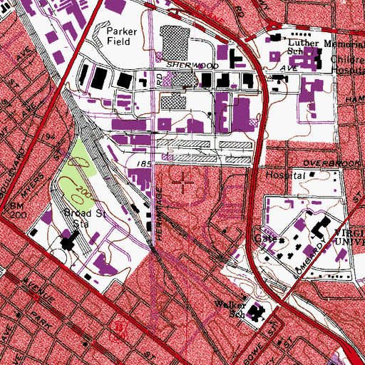 Topographic Map of Hermitage Business Park, VA