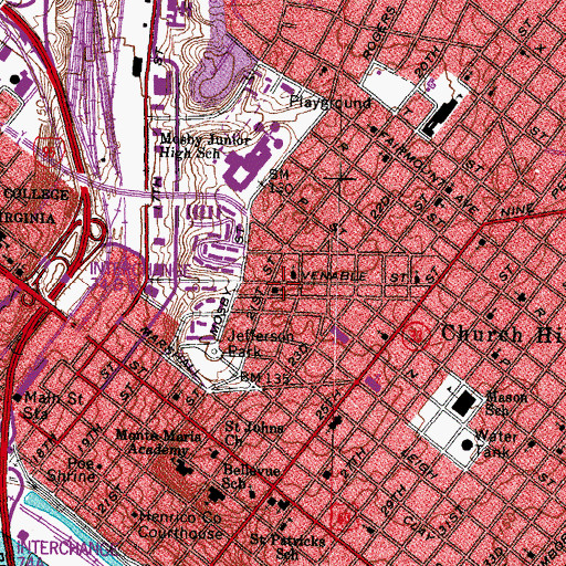 Topographic Map of Holy Light Pentecostal Church, VA