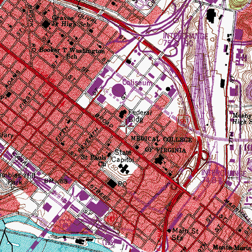 Topographic Map of John Marshall High School (historical), VA