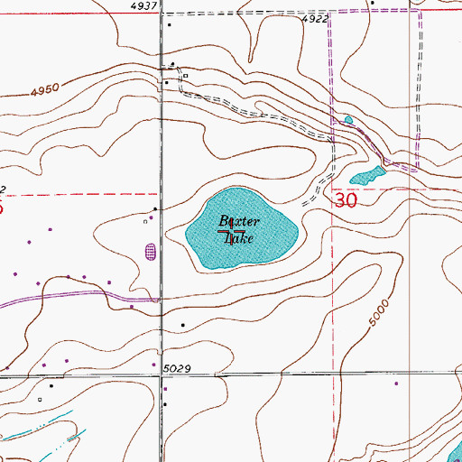 Topographic Map of Baxter Lake, CO