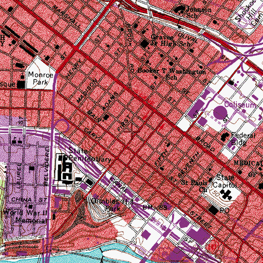 Topographic Map of Main Branch Richmond Public Library, VA