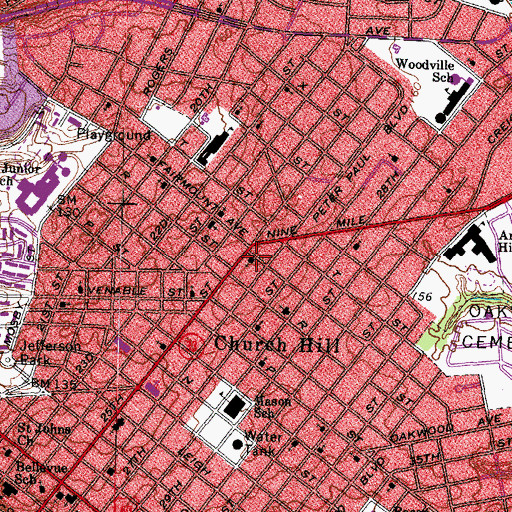 Topographic Map of Mount Olivet Baptist Church, VA
