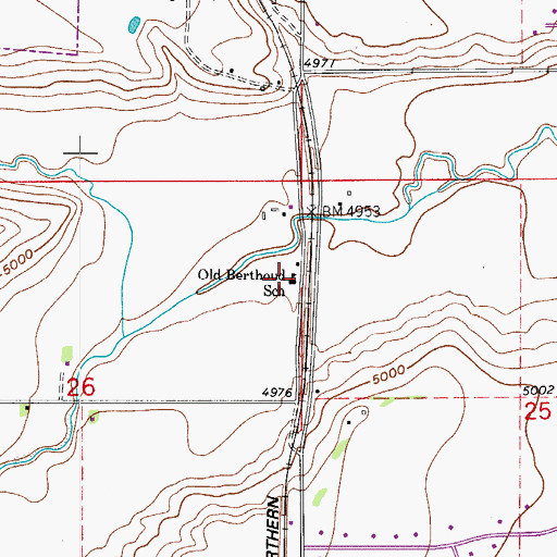 Topographic Map of Old Berthoud School, CO