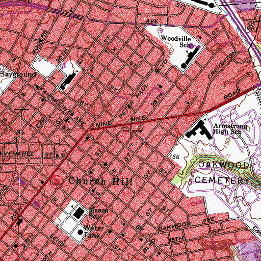 Topographic Map of Richmond Community Hospital, VA