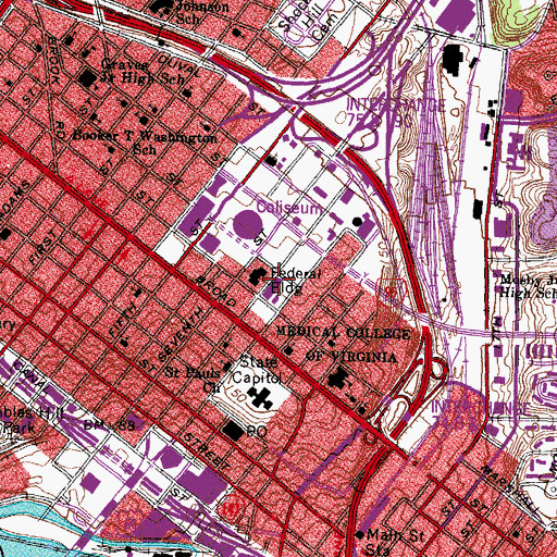 Topographic Map of Richmond High School (historical), VA