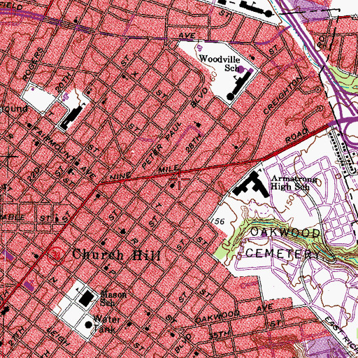 Topographic Map of Saint Johns United Holy Church, VA
