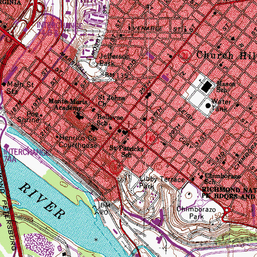 Topographic Map of Saint Patricks Catholic Church, VA