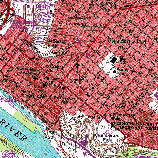 Topographic Map of Saint Pauls Baptist Church, VA