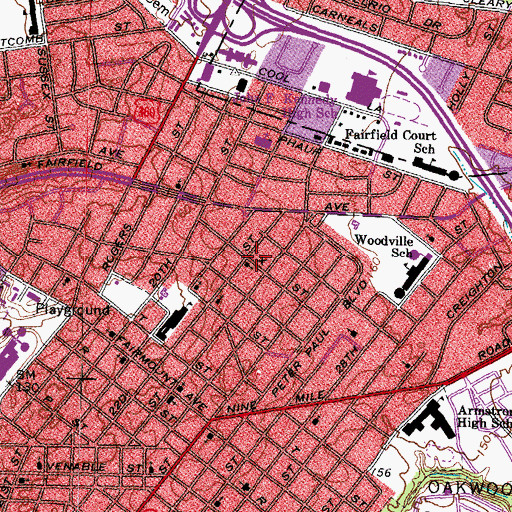 Topographic Map of Saint Peters Episcopal Church, VA