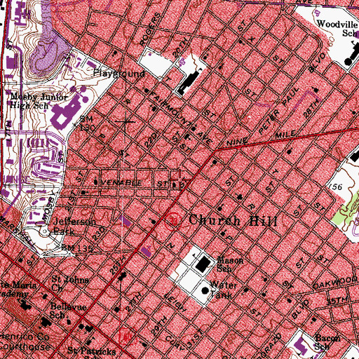 Topographic Map of Shiloh Baptist Church, VA