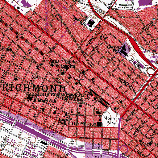 Topographic Map of Beth Ahabah Synagogue, VA