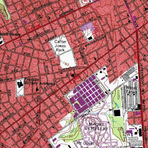 Topographic Map of Calvary Pentecostal Tabernacle, VA