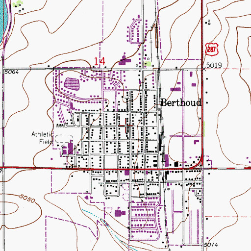 Topographic Map of Berthoud, CO