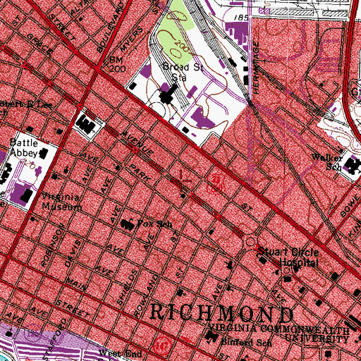 Topographic Map of First Church of Christ Scientist, VA