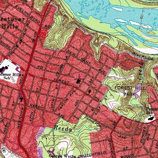Topographic Map of Forest Hill Presbyterian Church, VA