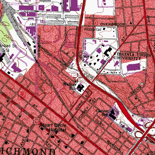 Topographic Map of Moore Street Baptist Church, VA