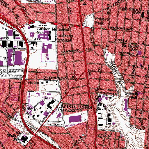 Topographic Map of Resurrection Lutheran Church, VA