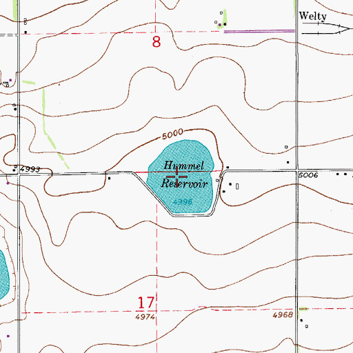 Topographic Map of Hummel Reservoir, CO
