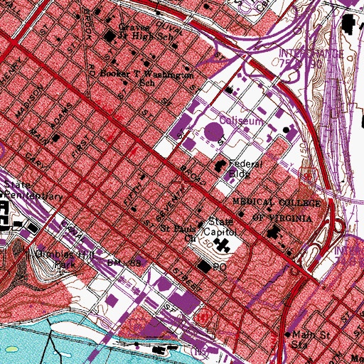 Topographic Map of Carpenter Center for the Performing Arts, VA