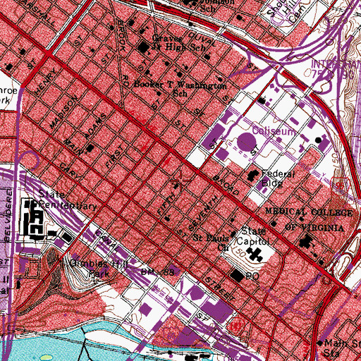 Topographic Map of Centenary United Methodist Church, VA